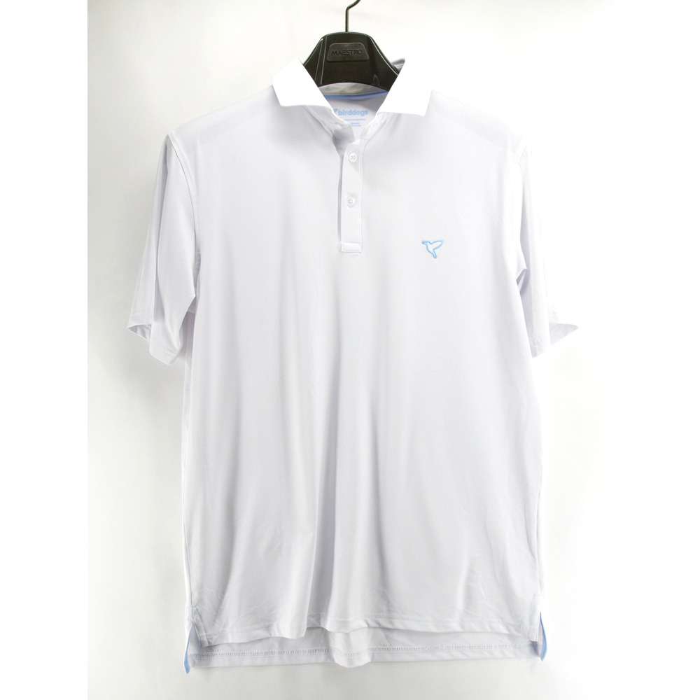 Birddogs White Performance Polo Mens Medium Golf Outdoors Casual Short Sleeve